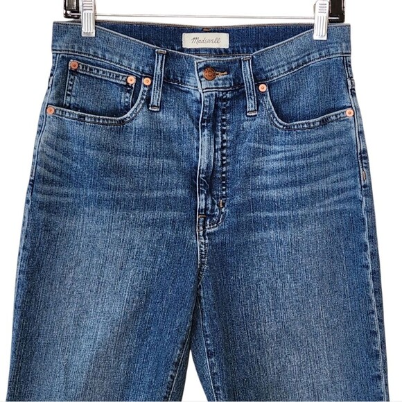 Madewell Classic Straight Jeans in Coldbrook Wash Raw Hem Ankle Women's Size 24 - Picture 3 of 13
